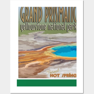 Grand Prismatic Hot Springs in Yellowstone retro poster Posters and Art